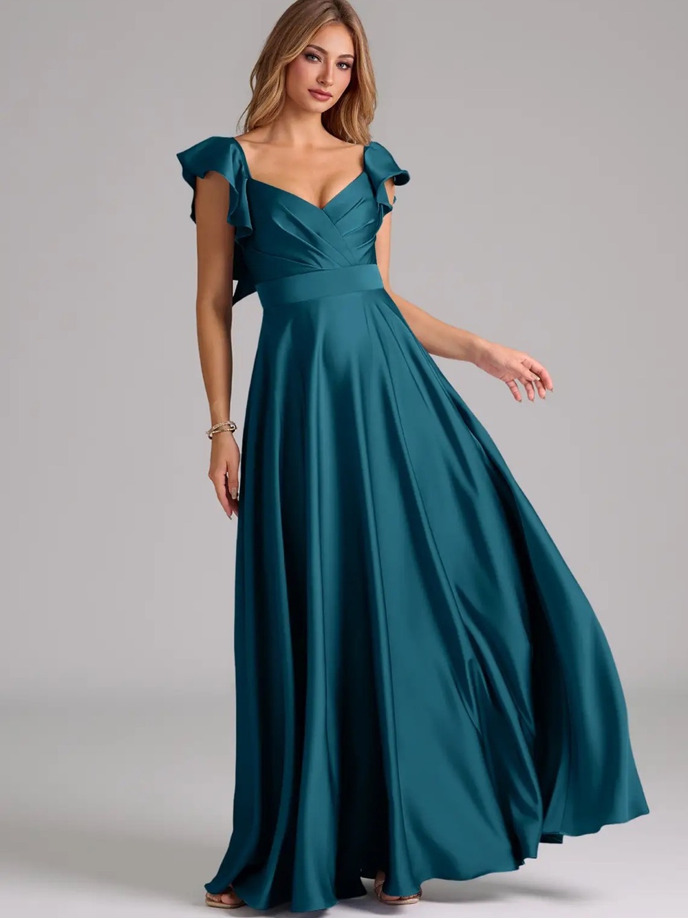 Azazie Leilani Stretch
Ink Blue A-Line Ruched Stretch Satin Dress